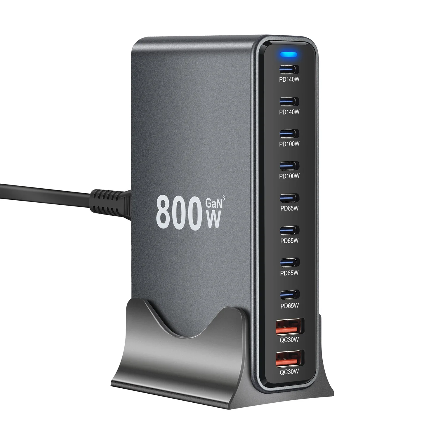 Chargeur GaN 800W 10 Ports USB-C PD 140W & QC3.0 – Charge Rapide Multi-Appareils