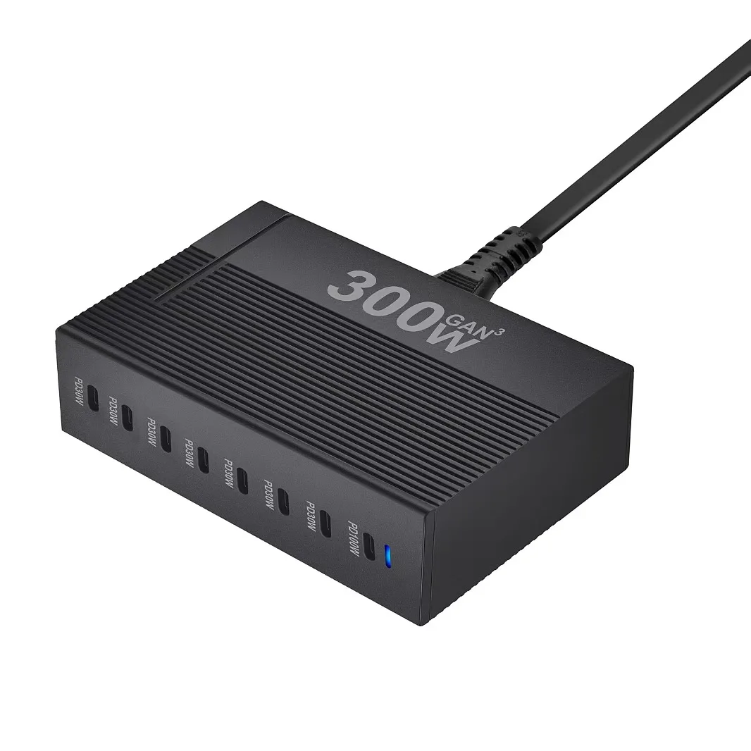 Station de Charge GaN 300W – 8 Ports USB-C, Charge Rapide PD 3.0 pour MacBook & iPhone