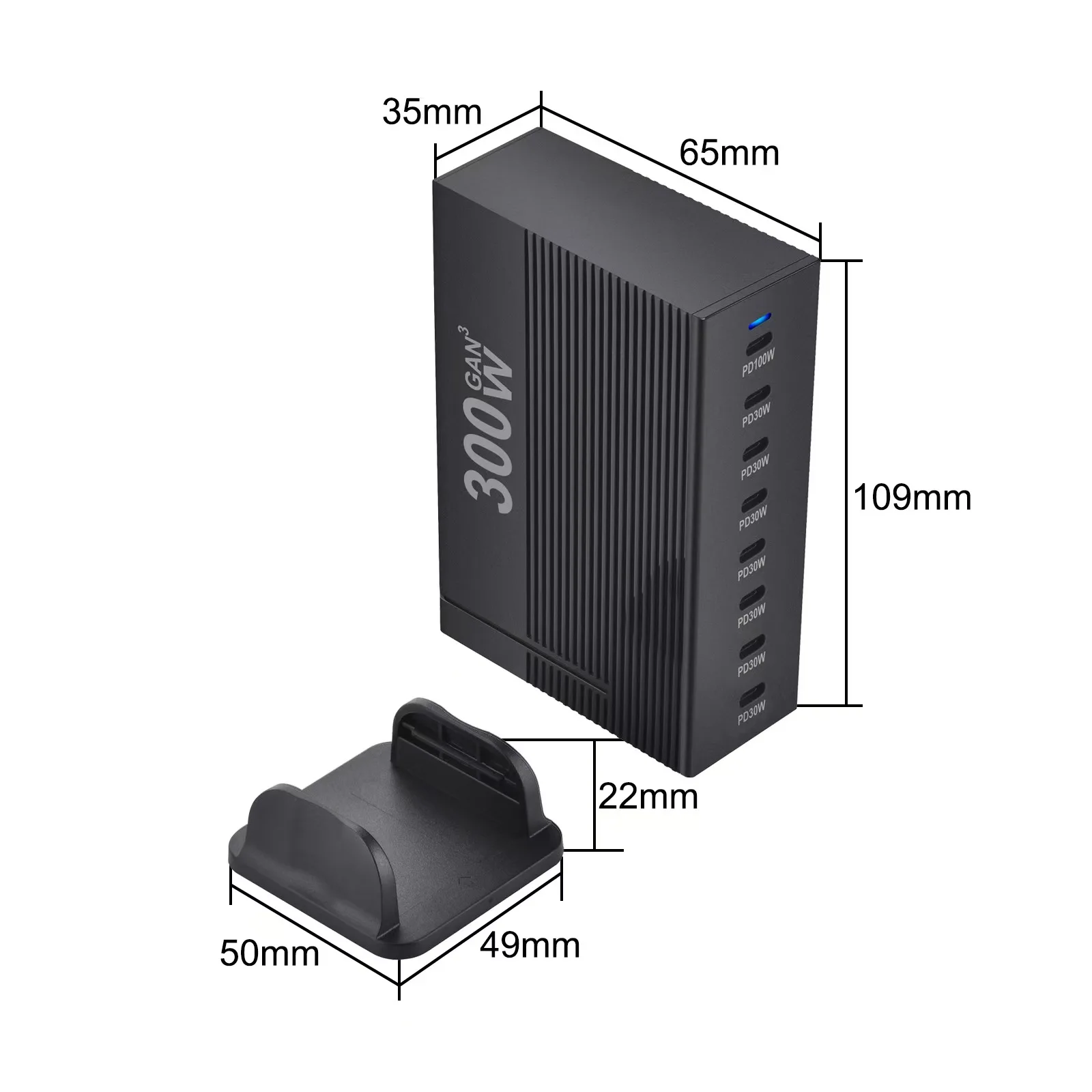 Station de Charge GaN 300W – 8 Ports USB-C, Charge Rapide PD 3.0 pour MacBook & iPhone