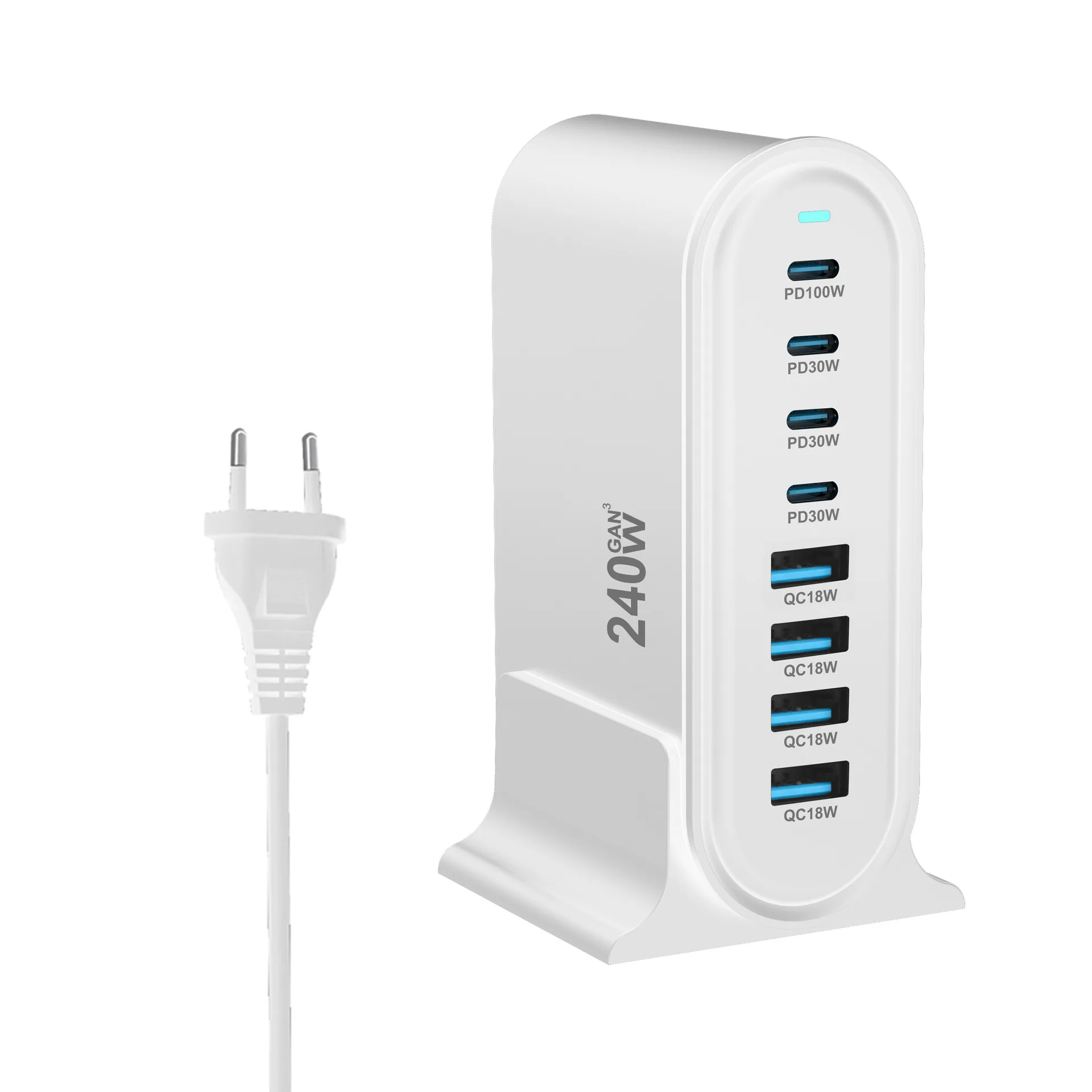 Chargeur GaN 240W 8 Ports USB-C PD3.0 QC3.0 Charge Rapide MacBook iPhone Samsung