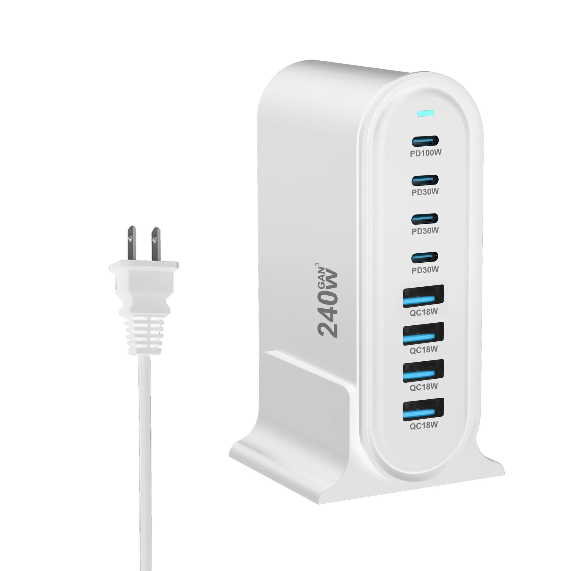 Chargeur GaN 240W 8 Ports USB-C PD3.0 QC3.0 Charge Rapide MacBook iPhone Samsung