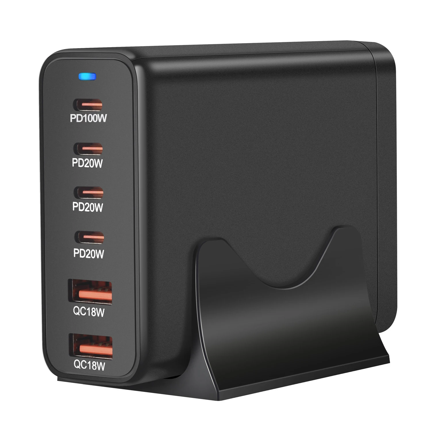 Station de Charge GaN 200W – 6 Ports (4 USB-C + 2 USB-A) Charge Rapide PD 45W QC3.0