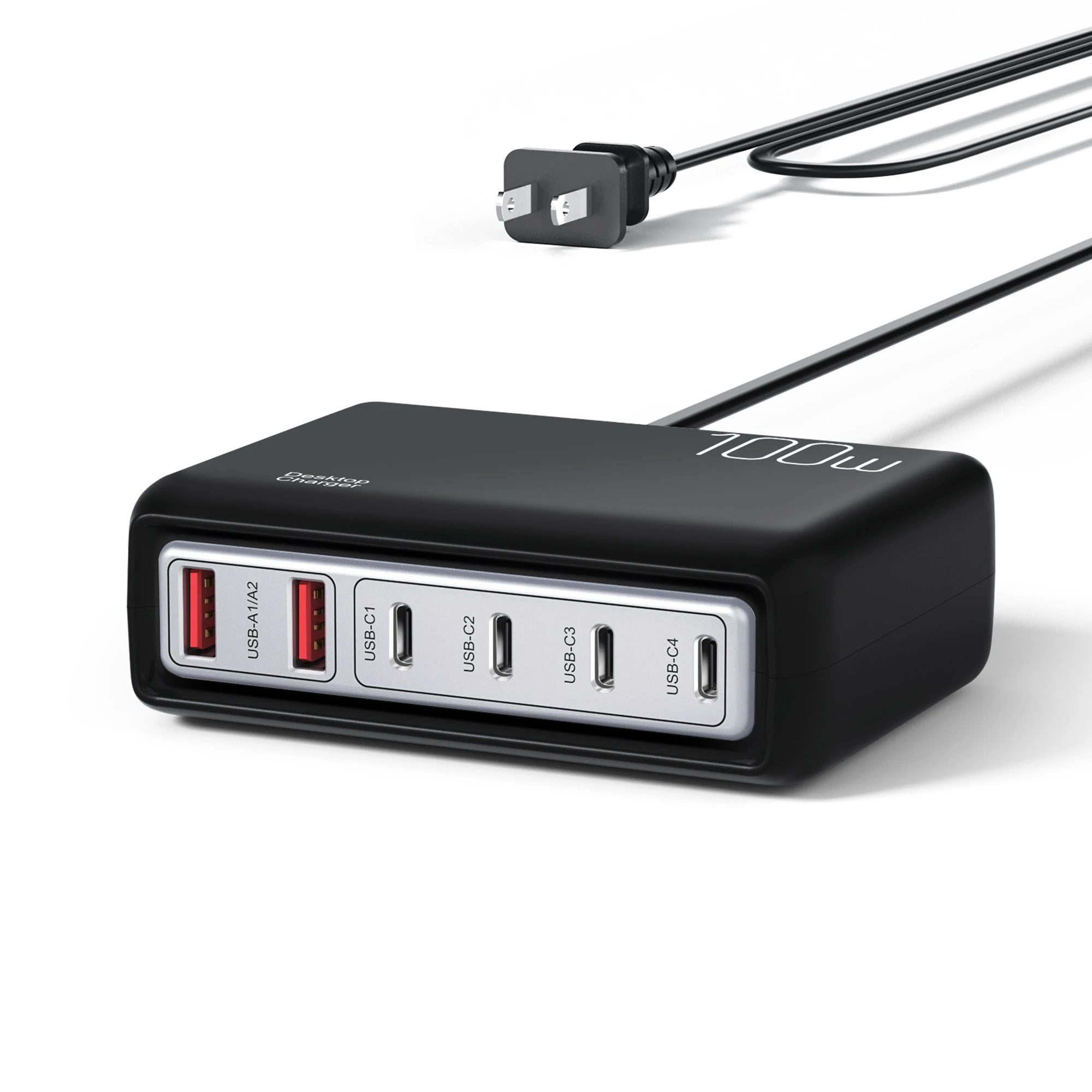 Station de Charge Rapide Ilepo 100W – 6 Ports USB/USB-C, PD 3.0 & QC3.0, Multiprise Bureau