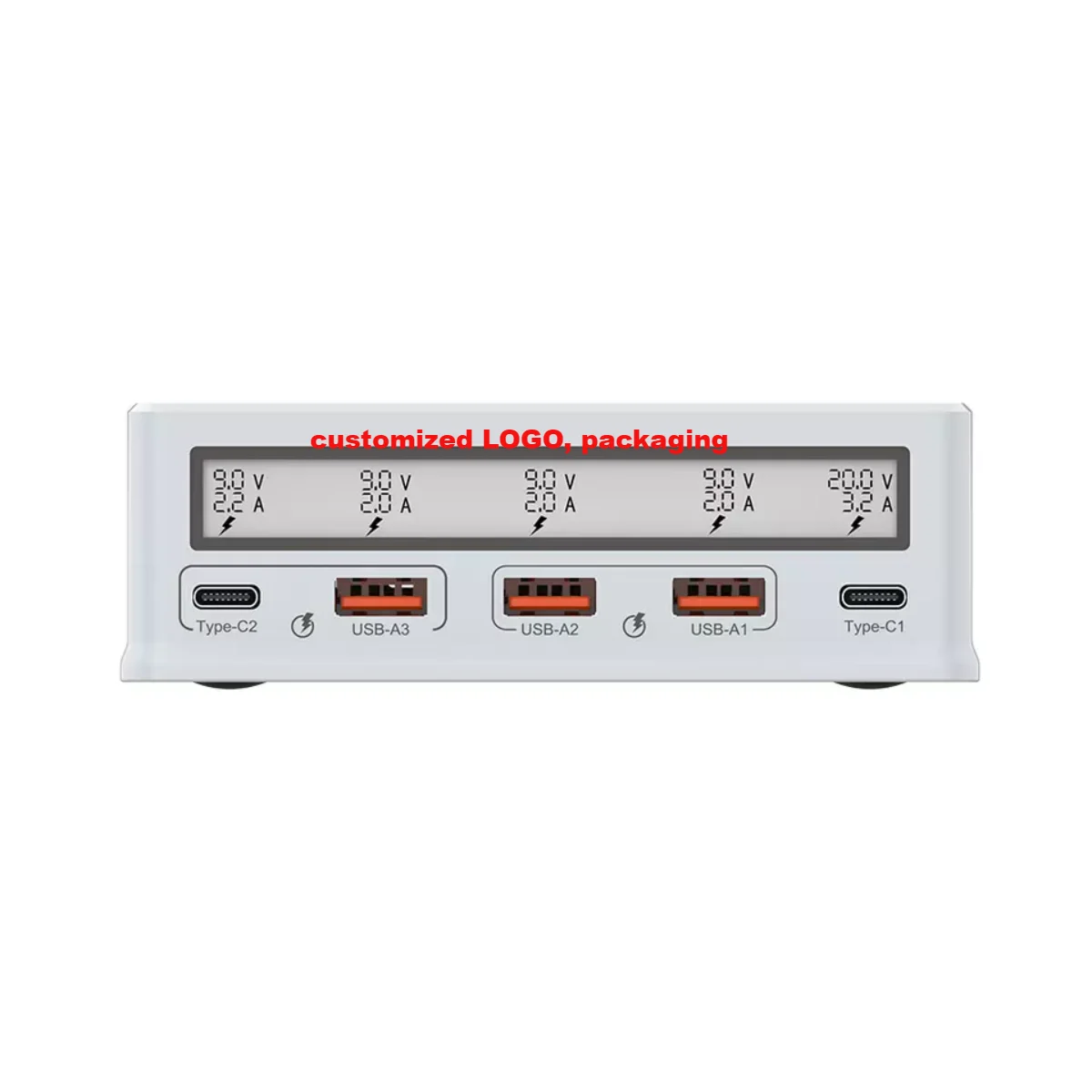 Station de Charge Bureau 78W | 5 Ports USB + USB-C | Écran LED | Charge Rapide Multi-Appareils