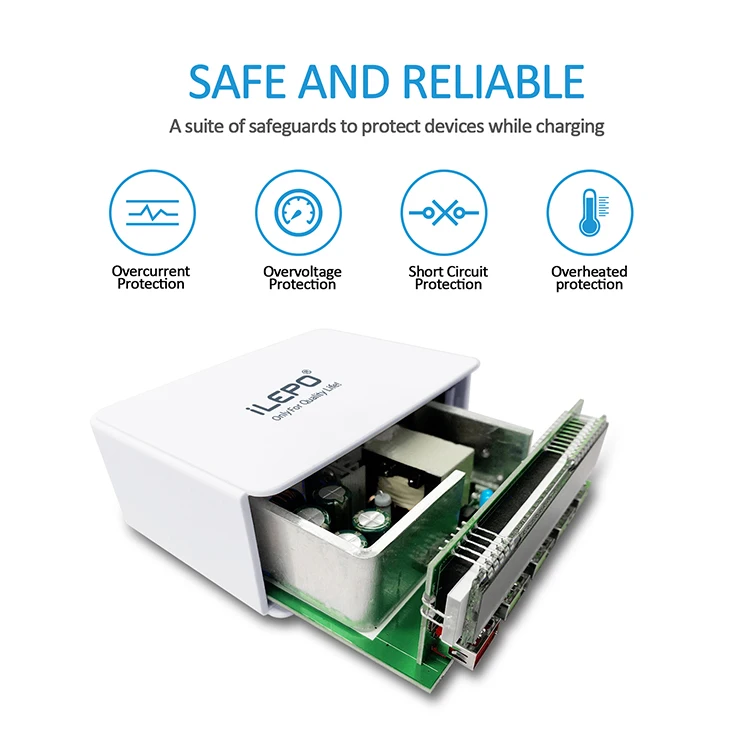 Station de Charge Rapide 50W QC3.0 – 5 Ports USB avec Écran LCD Intelligent