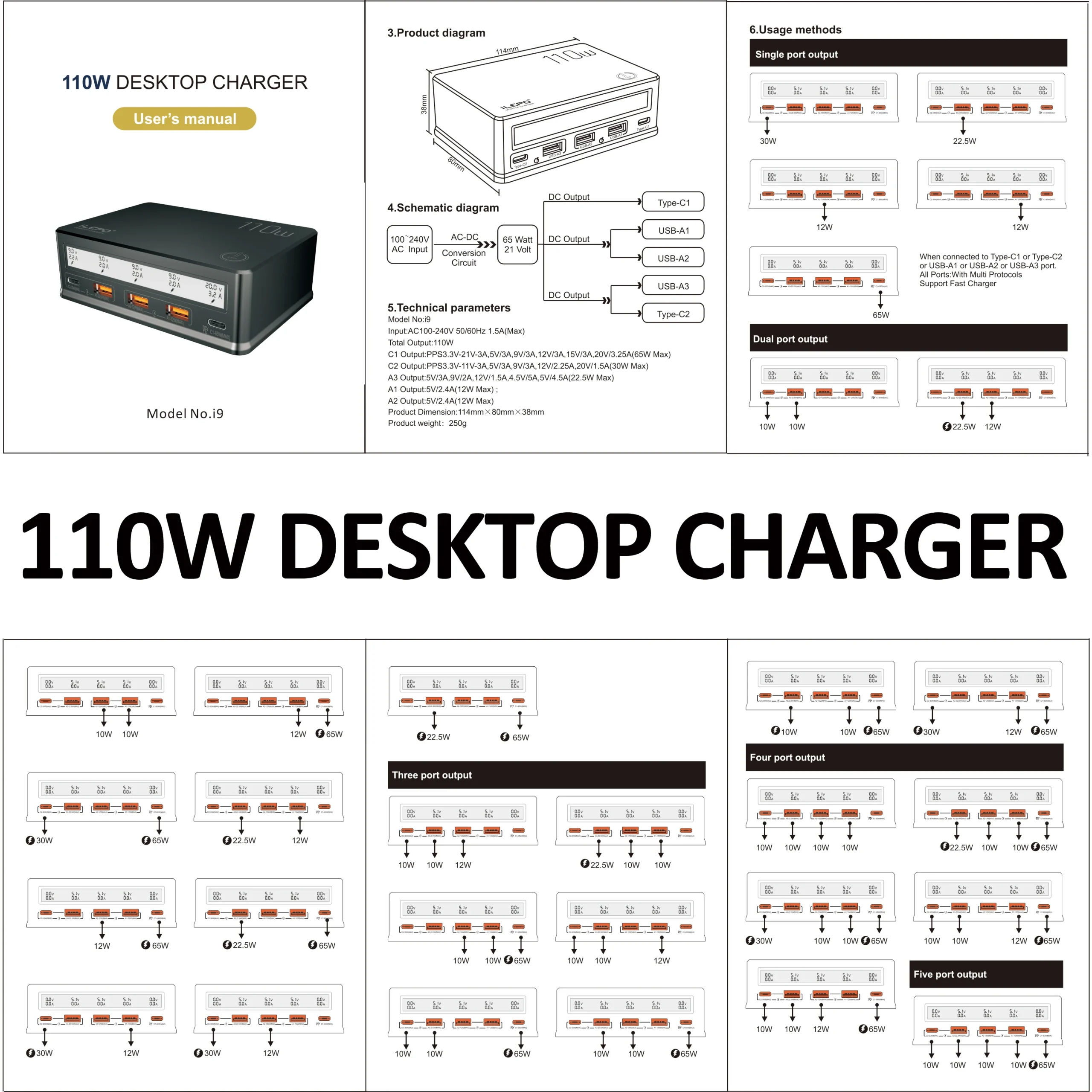 Station de Charge USB 110W ilepo i9+ – Charge Rapide Multi-Appareils Certifiée CE/FCC