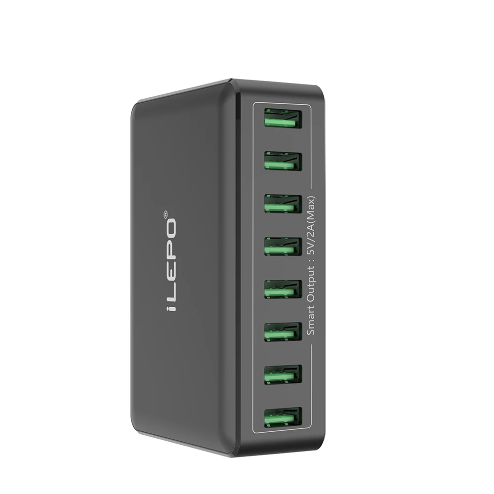 Station de Charge Rapide 40W ilepo i50 – 8 Ports USB, Certifiée CE/FCC/RoHS