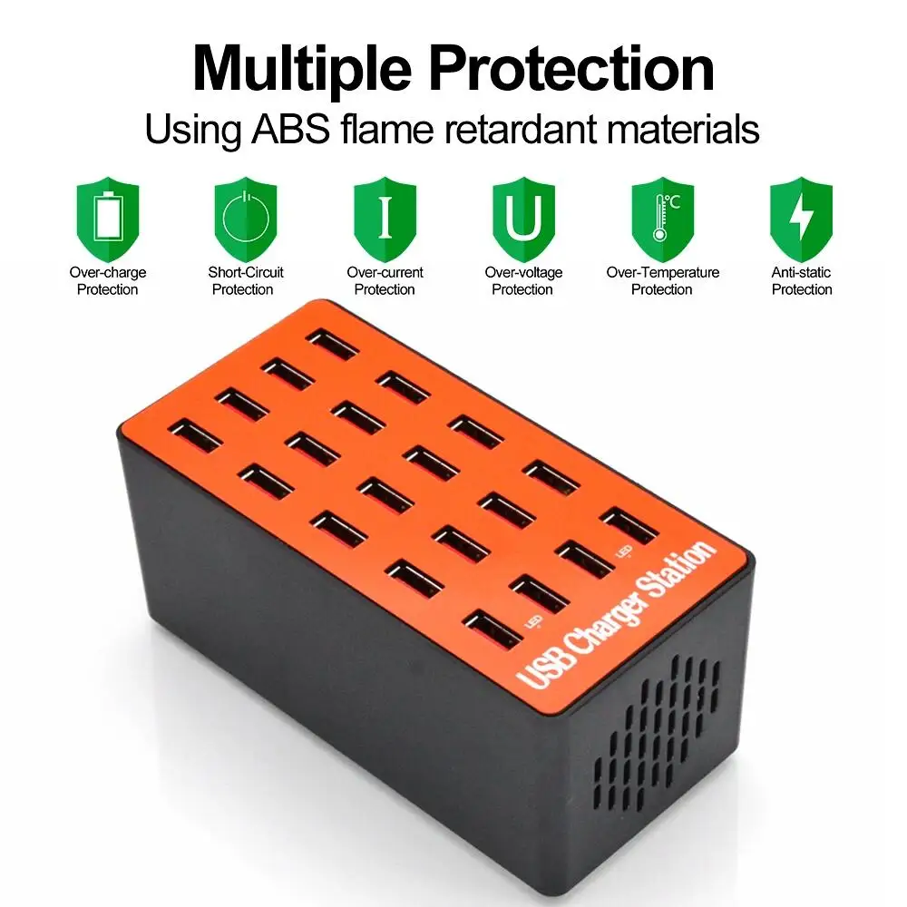 Station de Charge 20 Ports USB 100W – Rechargez jusqu'à 20 appareils simultanément