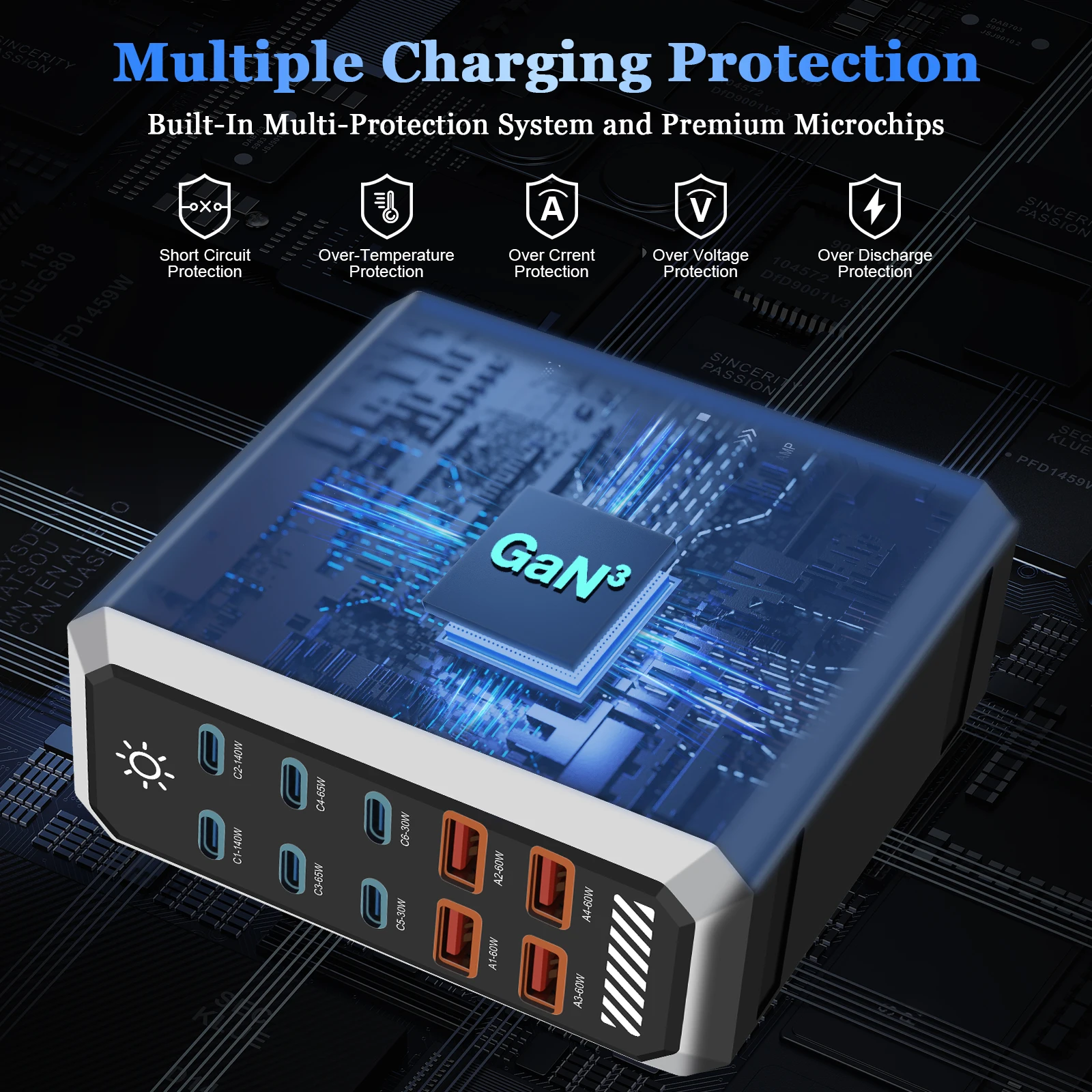 Station de Charge 10 Ports USB/Type-C 660W QC3.0 & PD3.0 – Charge Rapide 140W pour PC, Téléphone