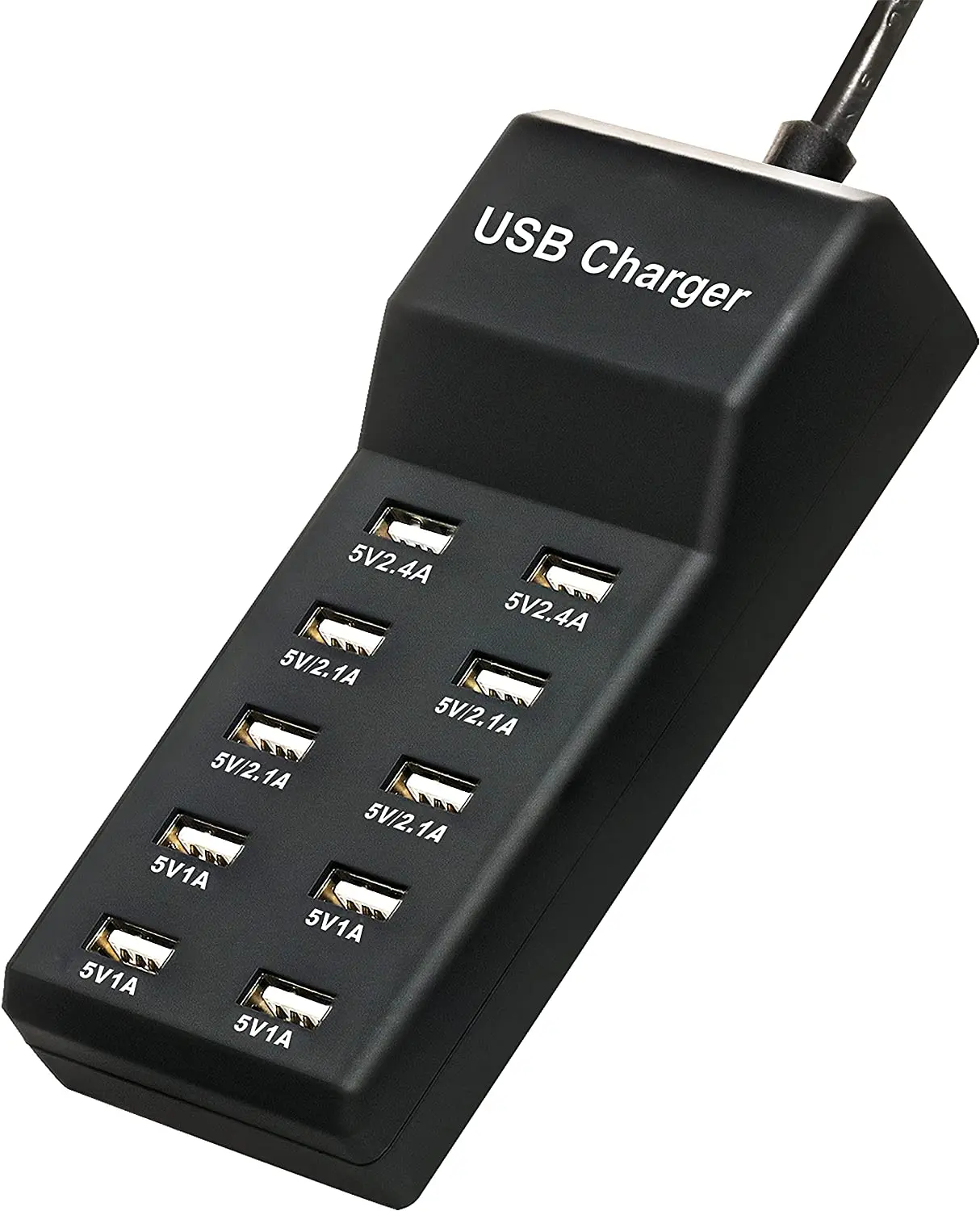 ILEPO Chargeur USB 10 Ports 50W Adaptateur Secteur Universel Charge Rapide QC3.0 Prises US/EU/UK