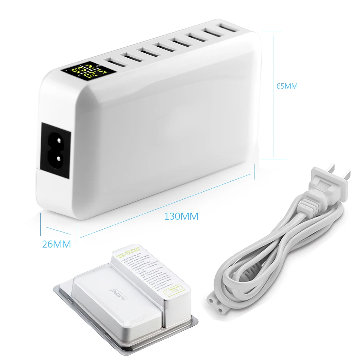 Station de Charge Rapide 8 Ports USB QC3.0 60W – Chargeur Multi-Appareils Intelligent