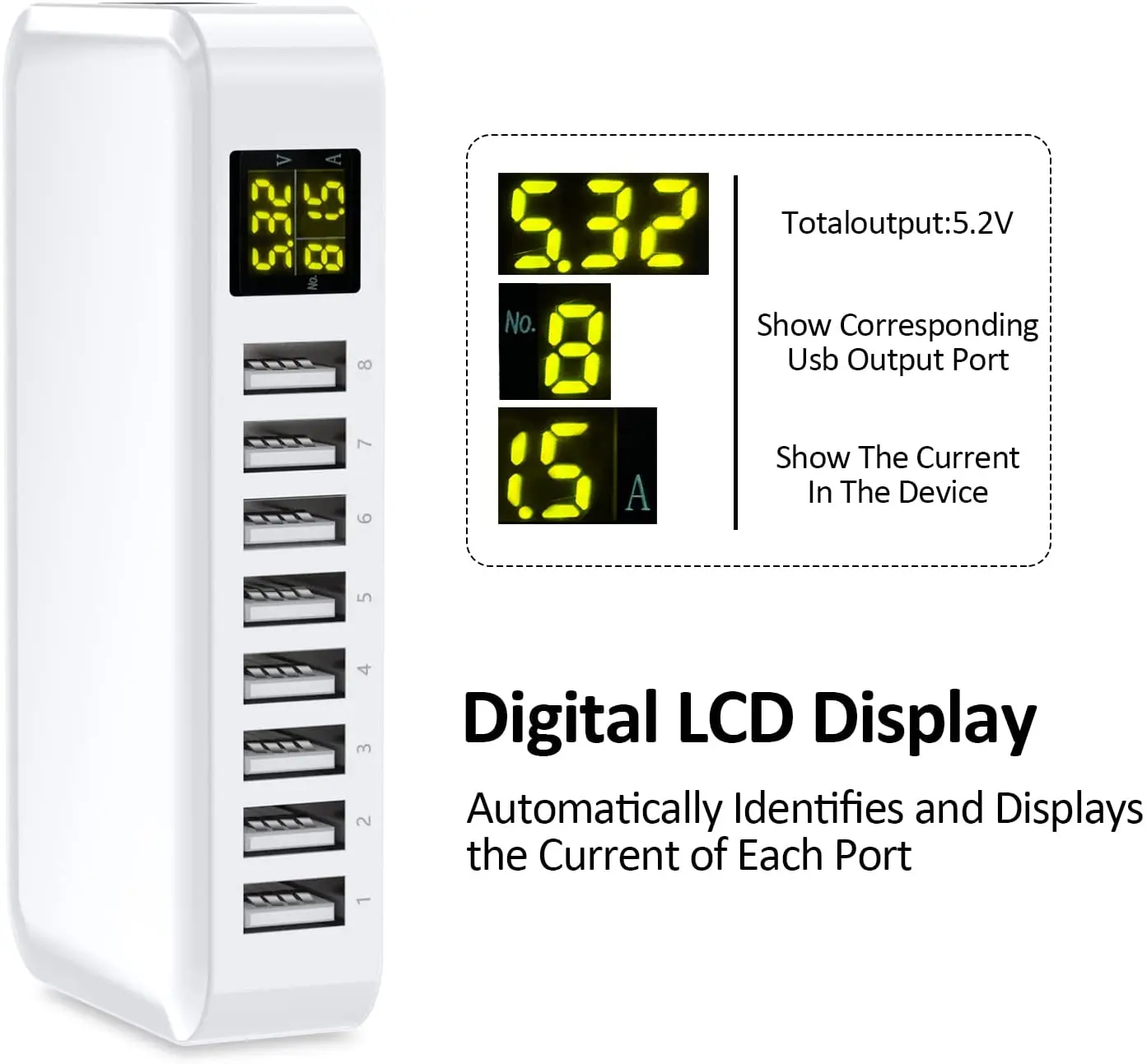 Station de Charge Rapide 8 Ports USB QC3.0 60W – Chargeur Multi-Appareils Intelligent