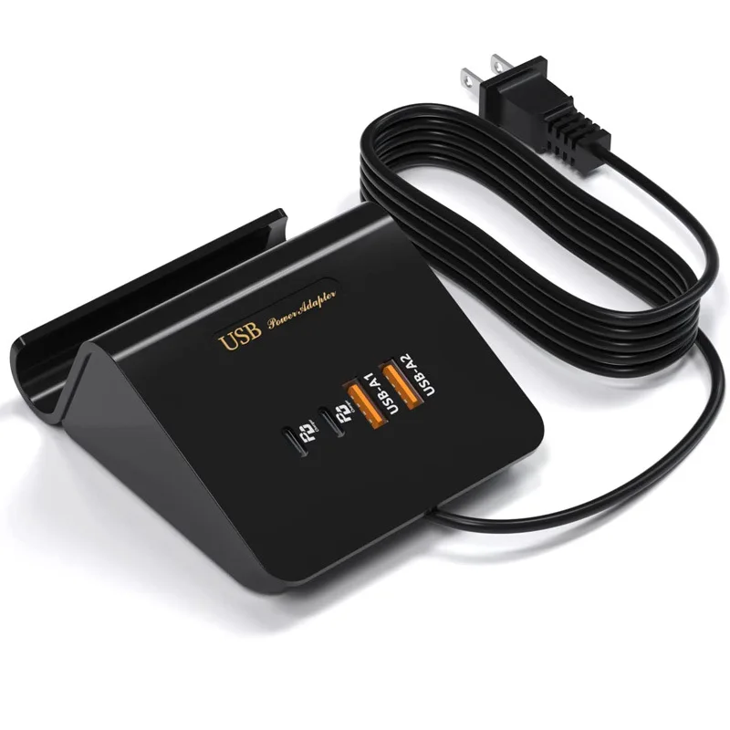 ILEPO Station de Charge 4 Ports 45W – 2 USB + 2 Type-C Charge Rapide PD 3.0