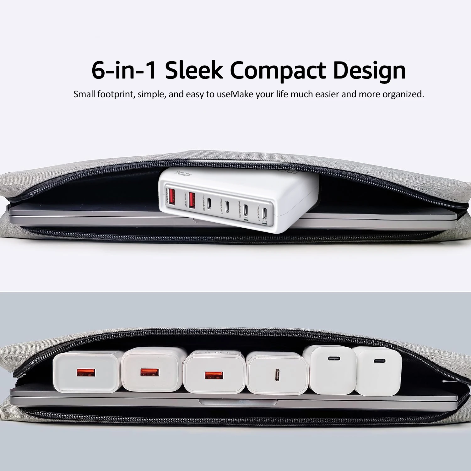 Station de Charge ILEPO 130W | 6 Ports USB-C & USB | Charge Rapide PD 20W QC3.0