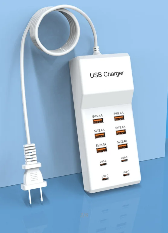 Station de Charge 10 Ports USB + Type-C 50W Charge Rapide QC2.0 – Hub Universel