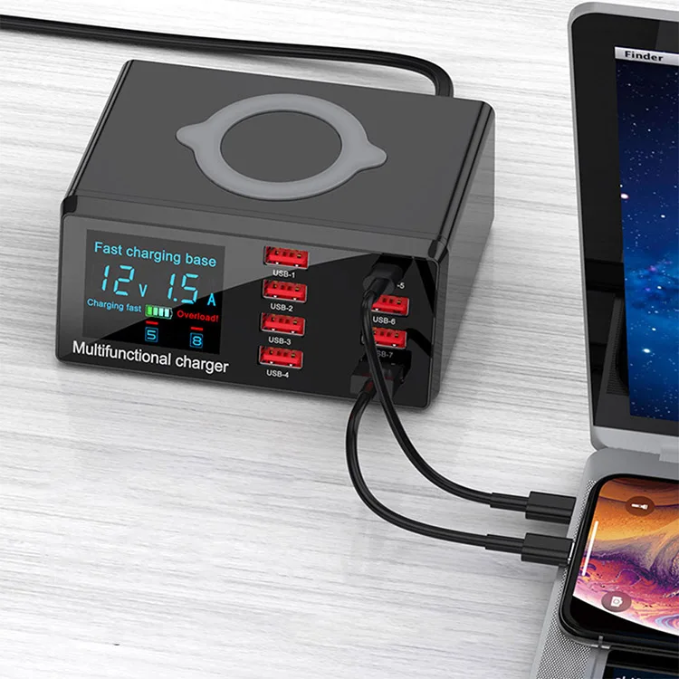 Station de Charge 8 Ports 100W QC3.0 & PD USB-C – Charge Rapide Multi-Appareils