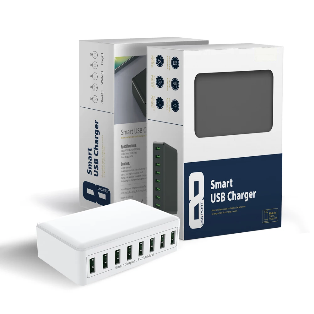 Station de Charge USB 8 Ports 60W – Chargeur Rapide Bureau Multi-Appareils ilepo i50