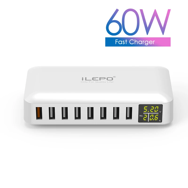 Station de Charge Rapide 60W Multi-ports USB – Compatible iPhone, Samsung & Plus
