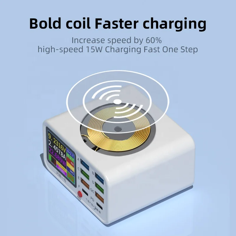 Chargeur ILEPO W-263 8 ports 65W charge rapide PD3.0 QC3.0 + écran LED iPhone Android
