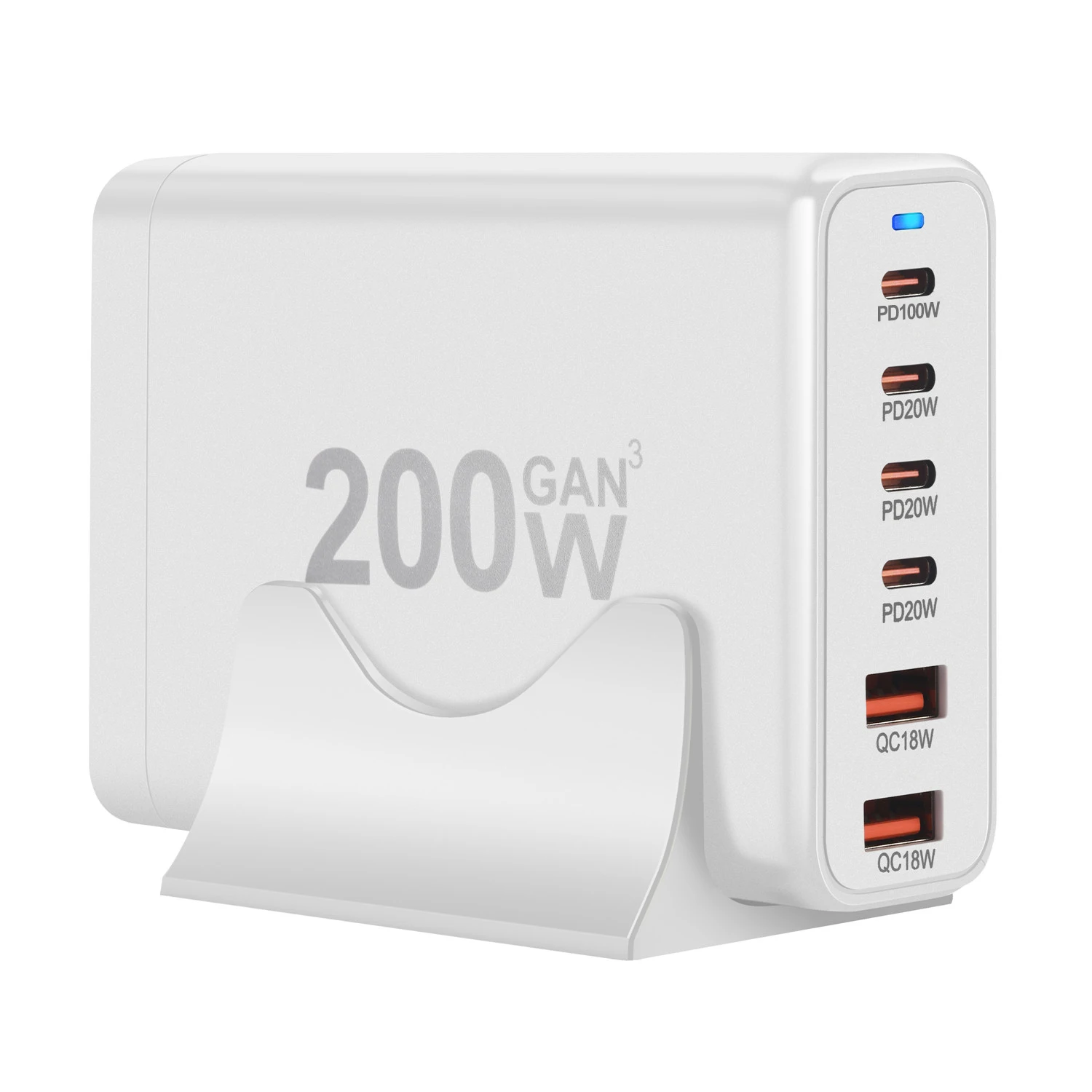 Station de Charge Rapide 200W - 6 Ports USB (4 Type-C + 2 USB-A) Bureau