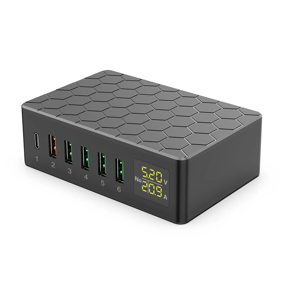 Chargeur Rapide 65W Ilepo i8 – Station USB 6 Ports avec LED, Certifié CE FCC ROHS