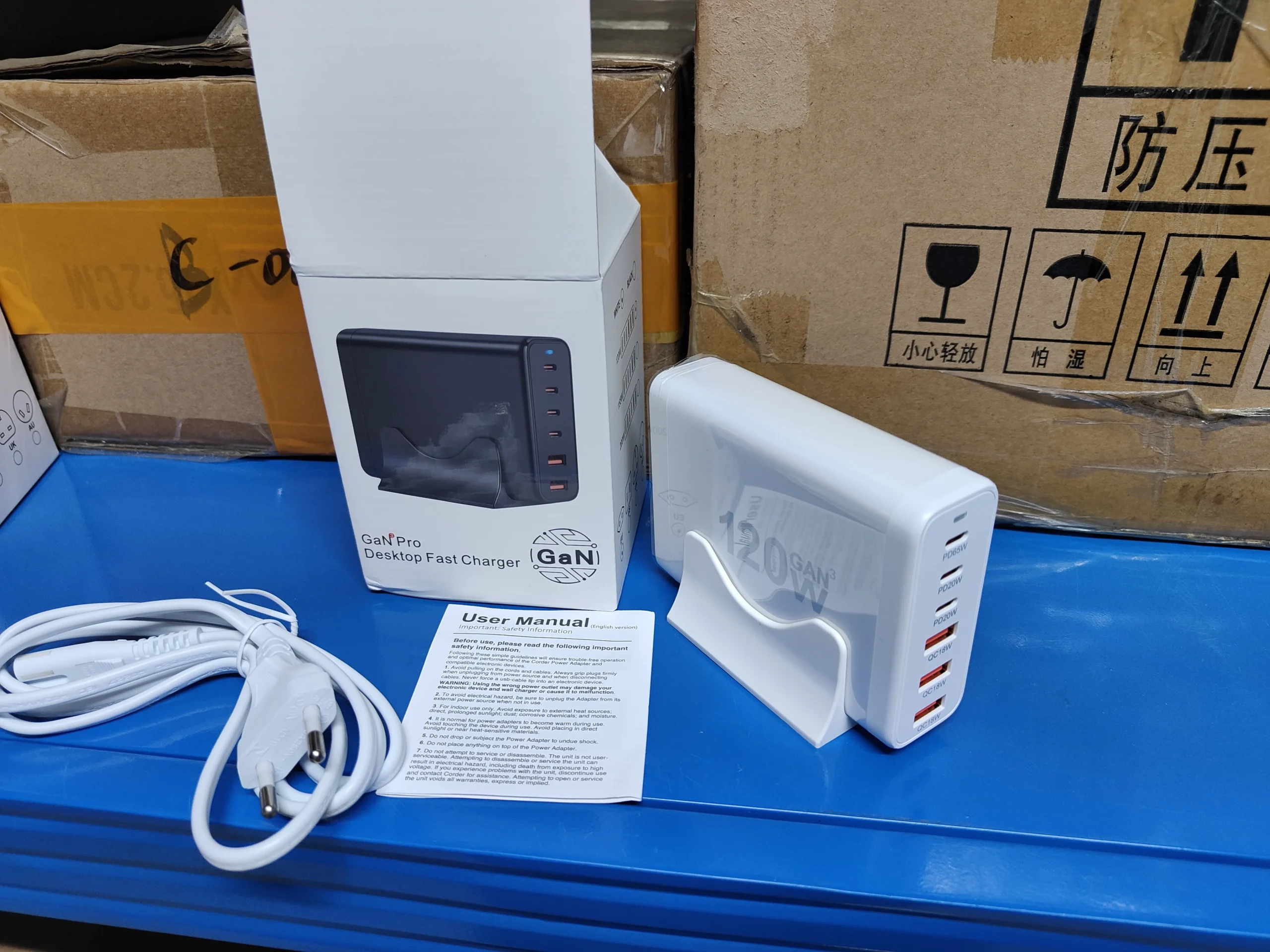 Chargeur GaN 120W 6 Ports USB-C & USB-A Charge Rapide PD 3.0 QC 3.0 Bureau
