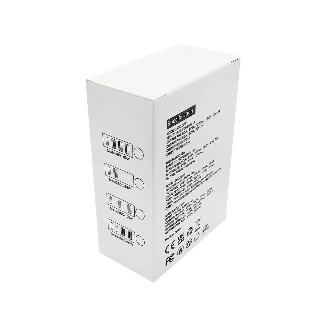 Station de Charge GaN 120W 6 Ports USB-C & USB-A Chargeur Rapide Bureau Multiappareils