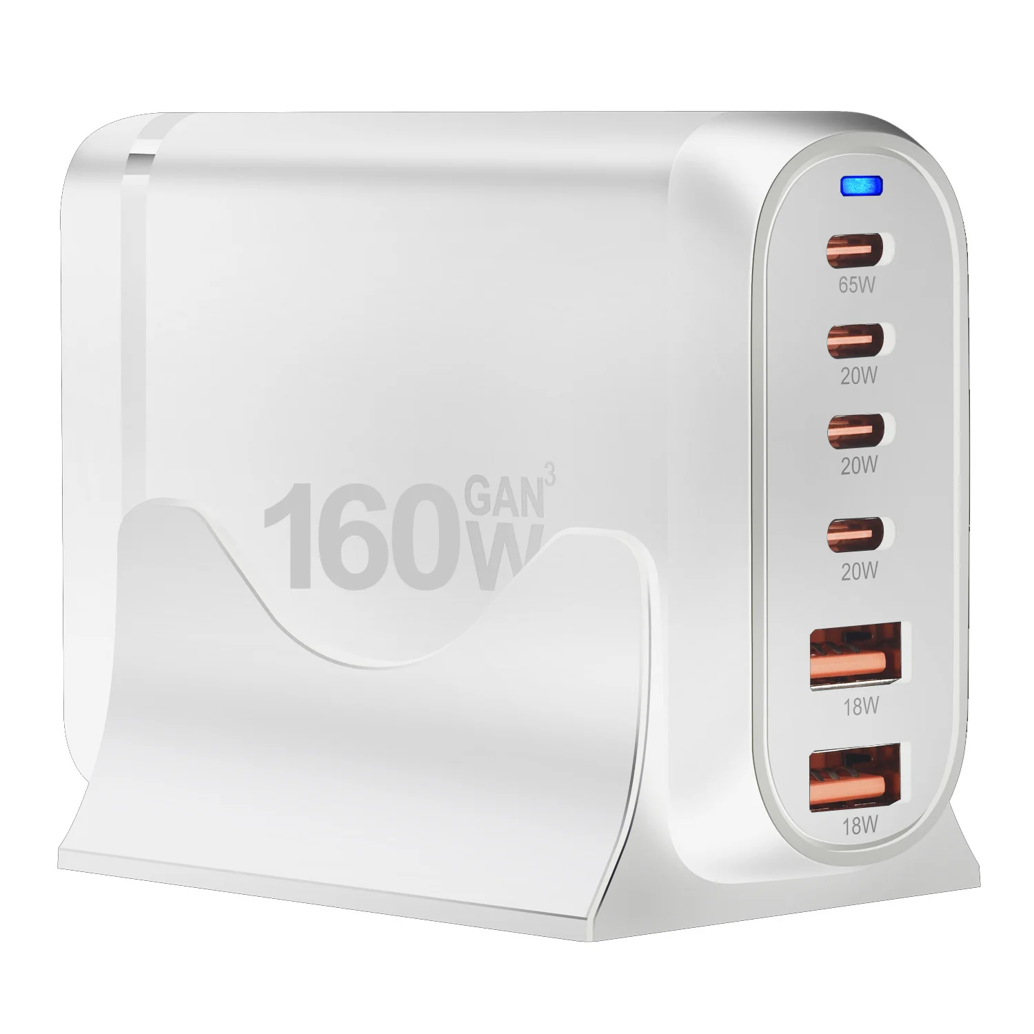Chargeur GaN 160W 6 Ports USB-C Charge Rapide Station de Recharge Universelle