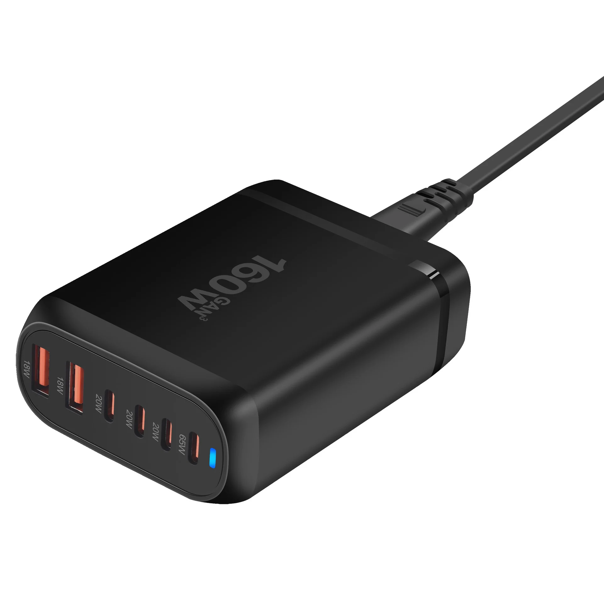 Chargeur GaN 160W 6 Ports USB-C & USB-A Charge Rapide PD3.0 QC3.0 SCP – ilepo