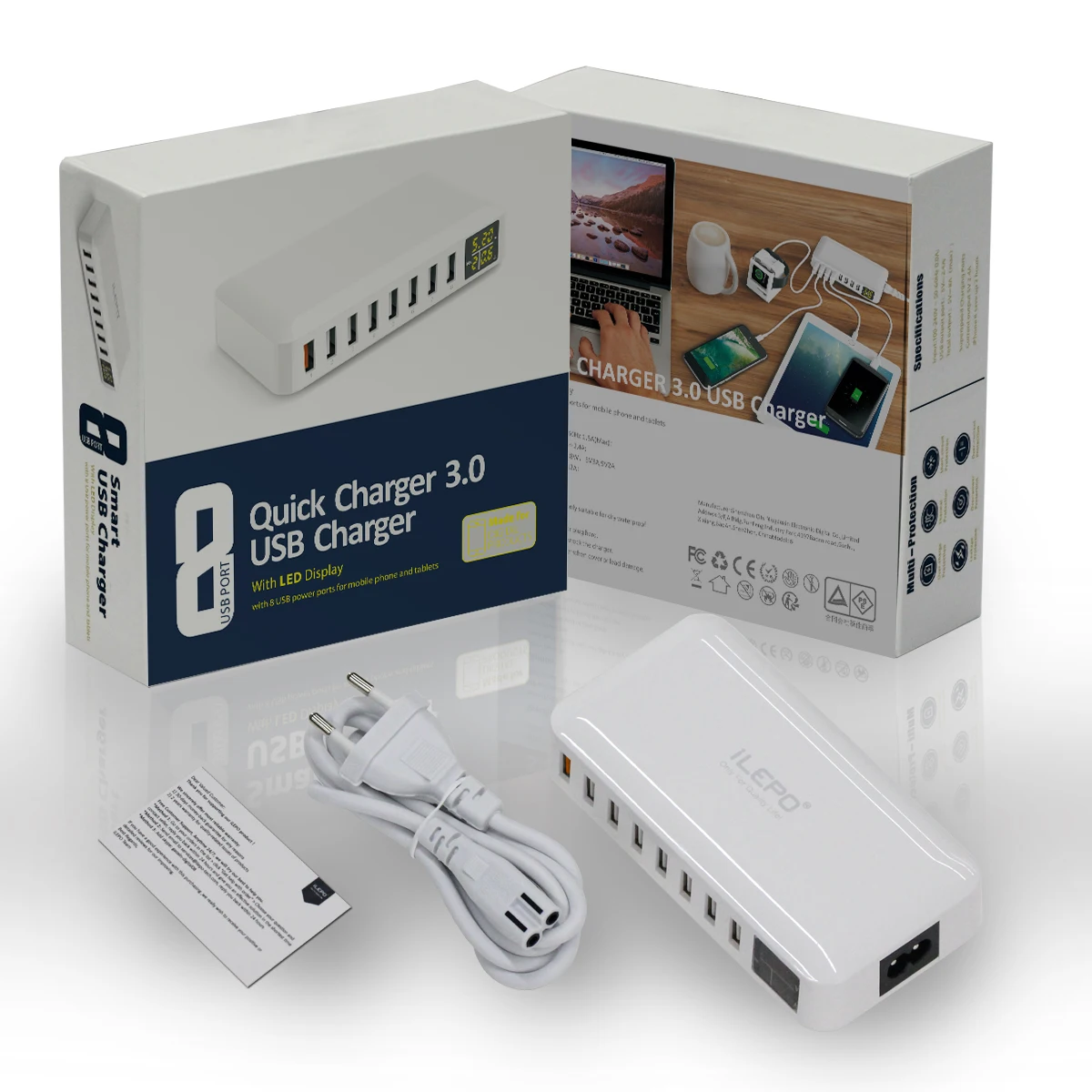 Station de Charge Rapide 60W Multi-ports USB – Compatible iPhone, Samsung & Plus