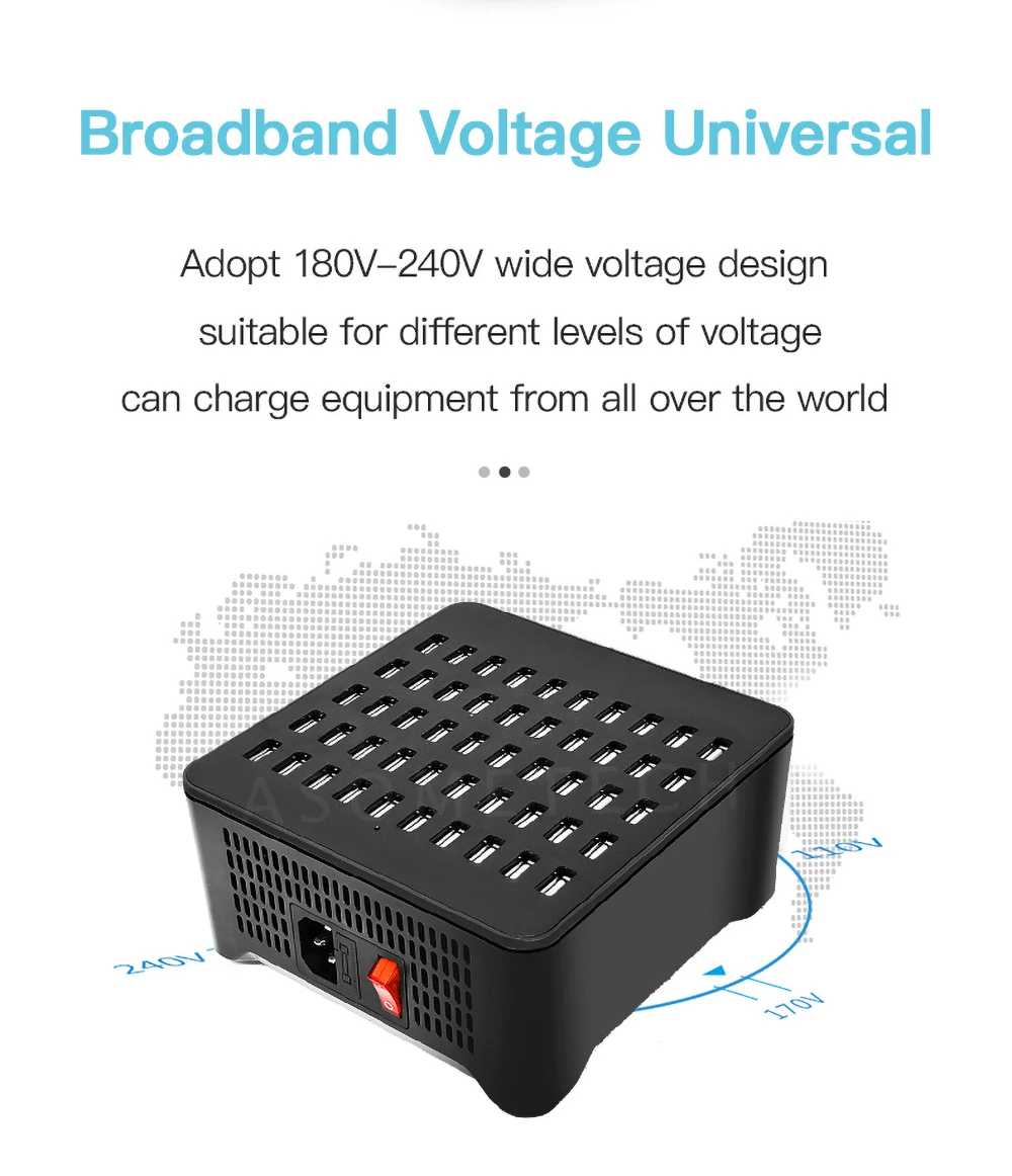 Station de Charge 50 Ports USB 250W – Charge Rapide Bureau Hôtel École