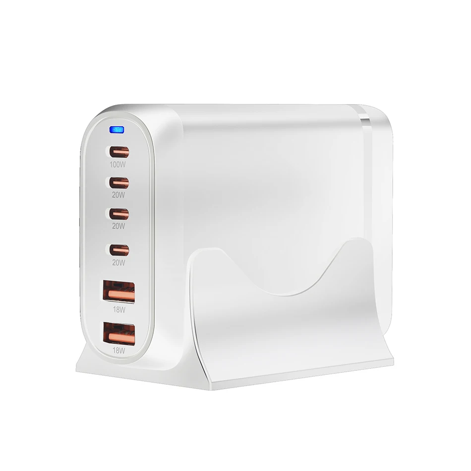 Chargeur Bureau GaN 200W 6 Ports USB-C PD 100W Charge Rapide Tous Appareils