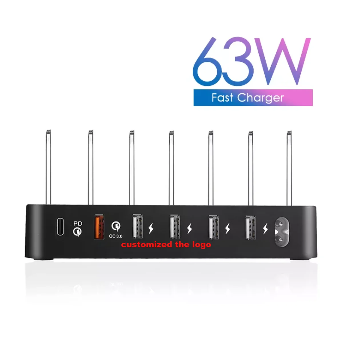 Station de Charge 6 Ports 60W USB-A & Type-C PD3.0 QC3.0 – Bureau & Écouteurs