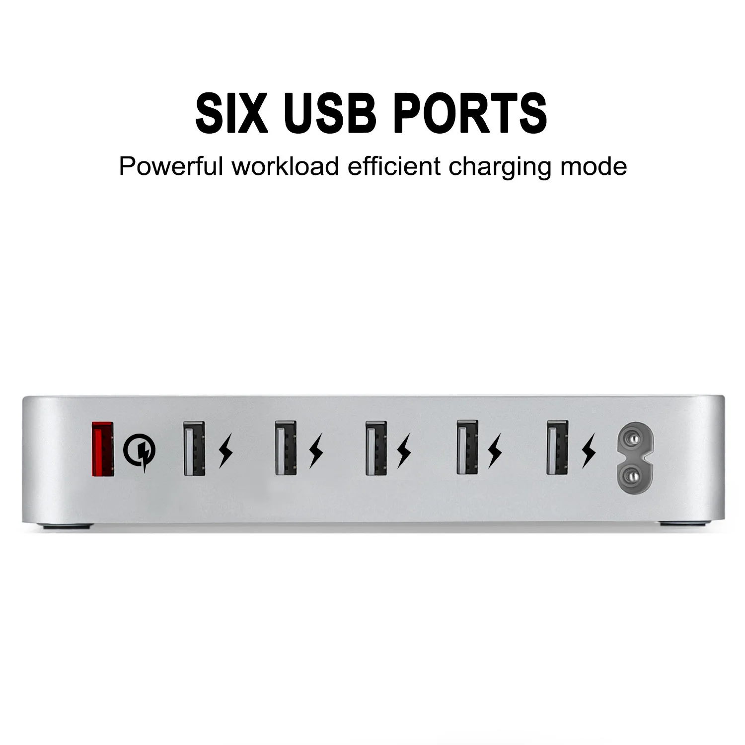 Station de Recharge Rapide 6 Ports USB QC3.0 50W – Chargez 6 Appareils Simultanément