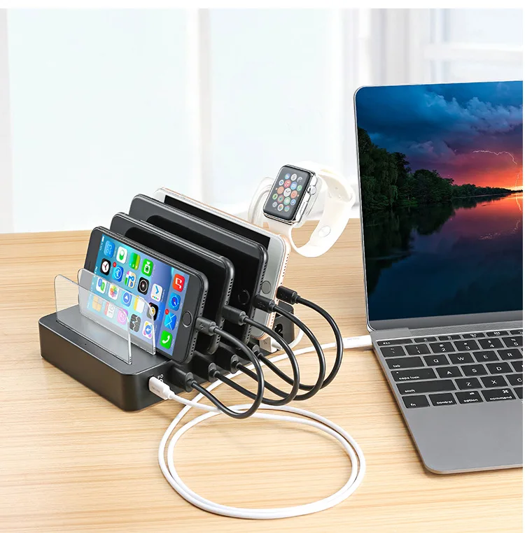 Station de Recharge Rapide 6 Ports USB QC3.0 50W – Chargez 6 Appareils Simultanément