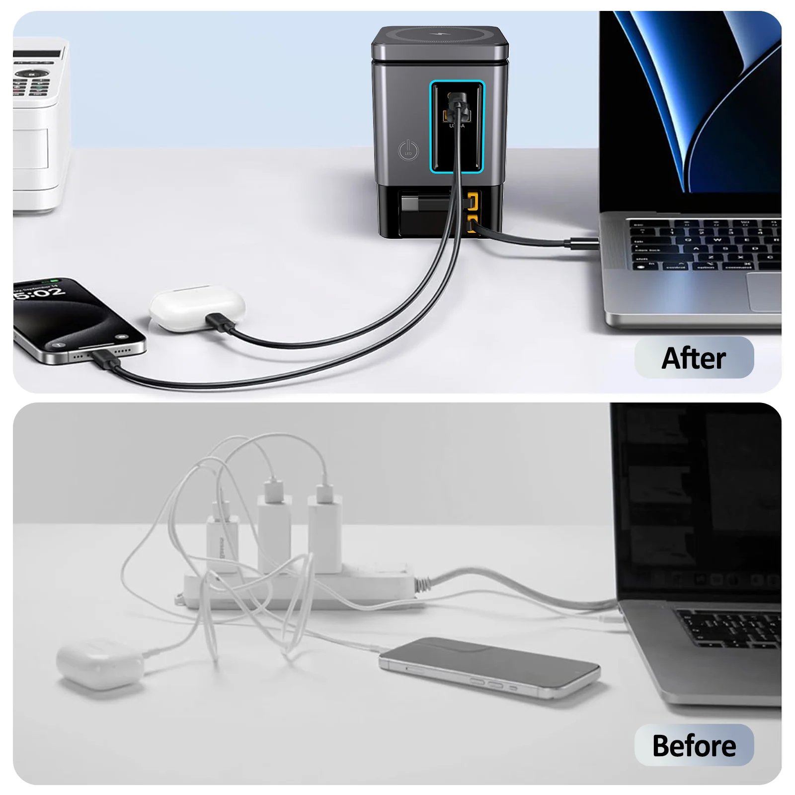 Station de Charge 7-en-1 105W | Sans Fil + Câble USB-C Rétractable | Ilepo i116 Max