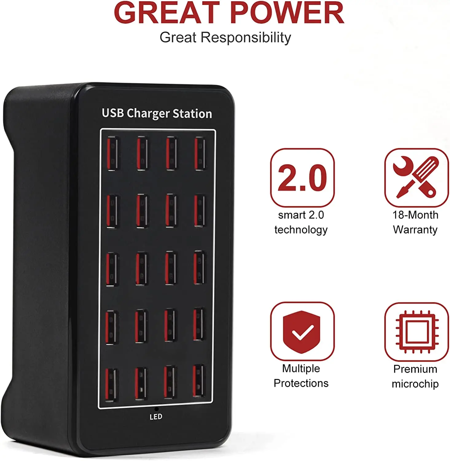 Station de Charge USB Multi-Ports 10 à 30 Ports | Chargeur Bureau Rapide 150W ilepo W-219