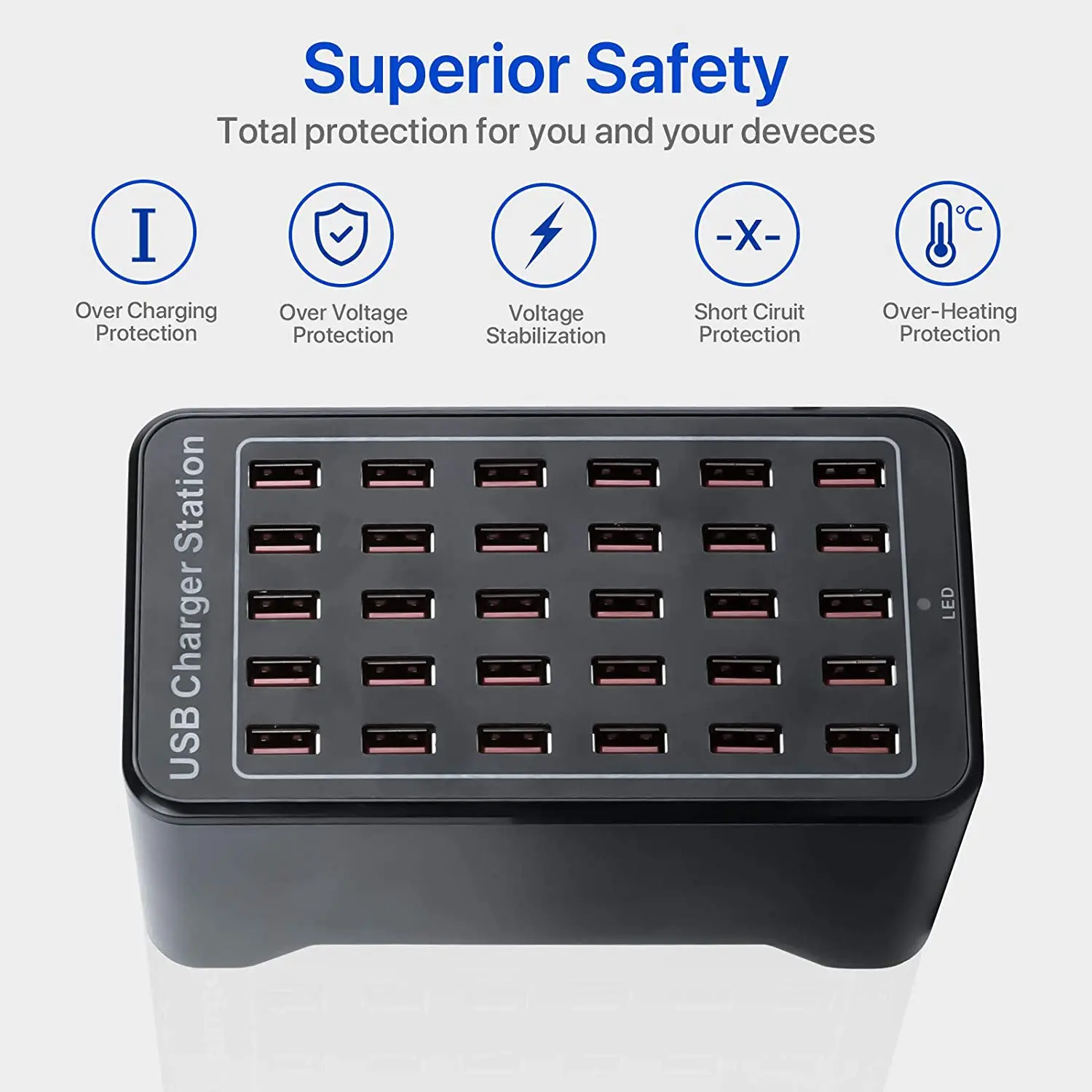 Station de Charge USB Multi-Ports 10 à 30 Ports | Chargeur Bureau Rapide 150W ilepo W-219