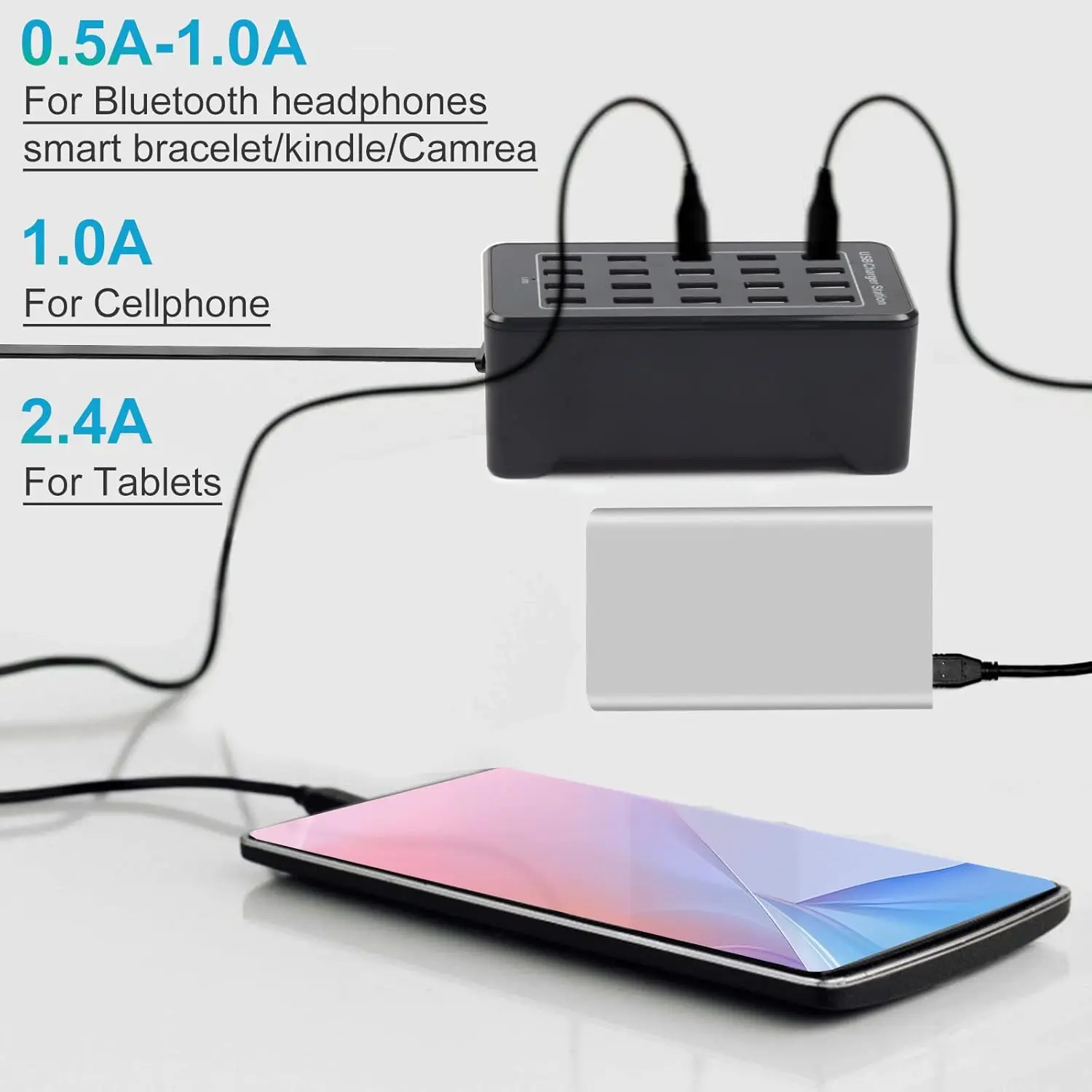 Station de Charge USB 20 Ports 100W – Chargeur Rapide Multifonction PD/QC pour Bureau