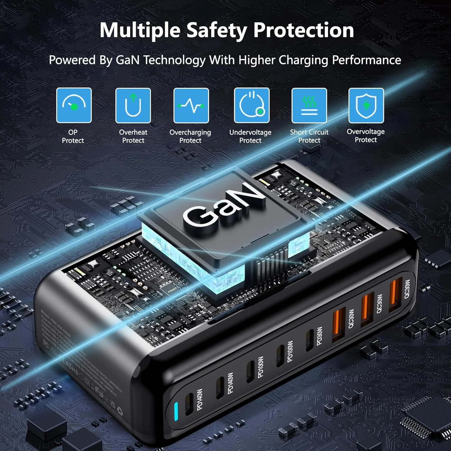 Station de Charge USB-C 600W | 8 Ports GaN III | PD 140W | Charge Rapide Multi-Appareils