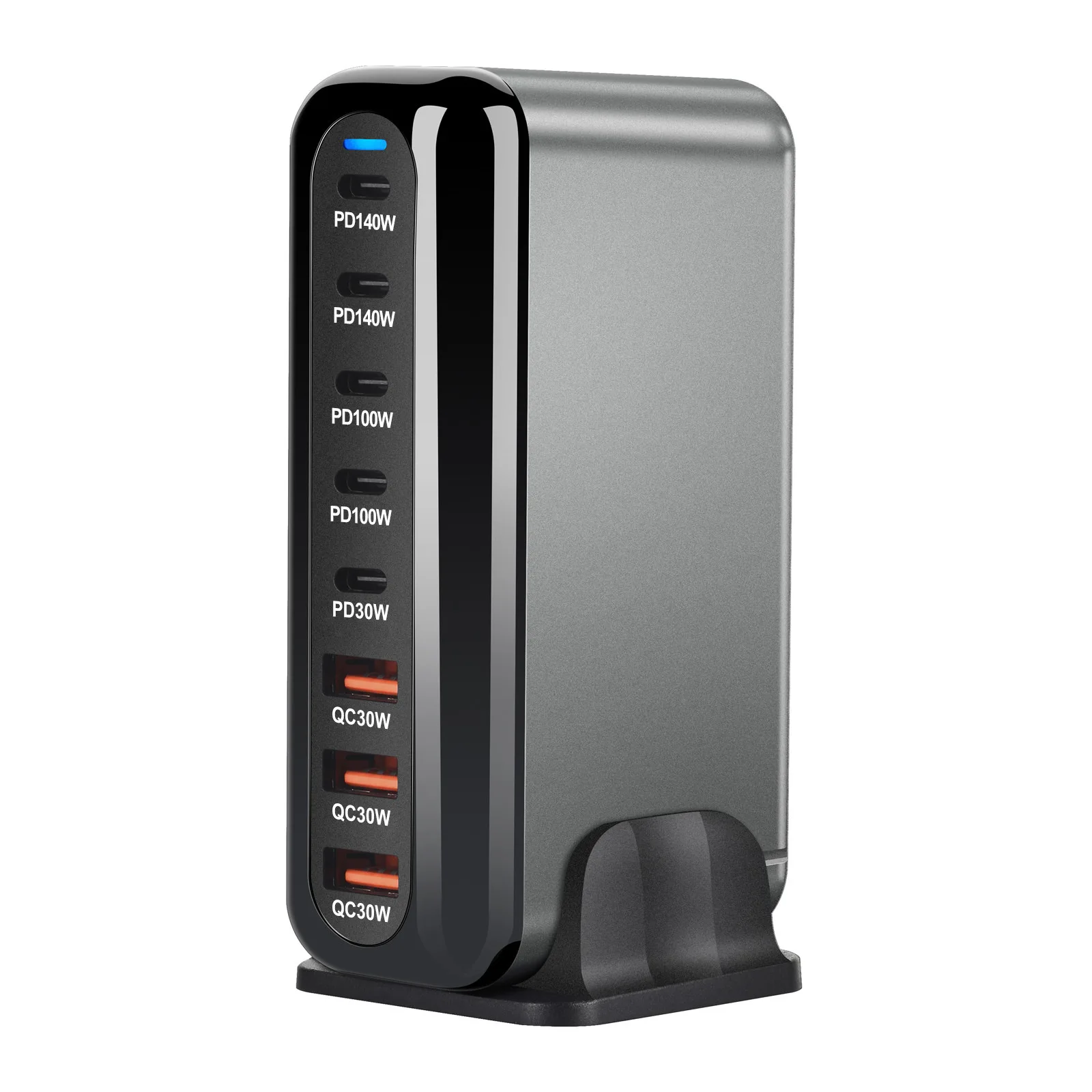 Station de Charge Rapide 8 Ports 600W GaN III – USB-C PD 140W + QC 3.0