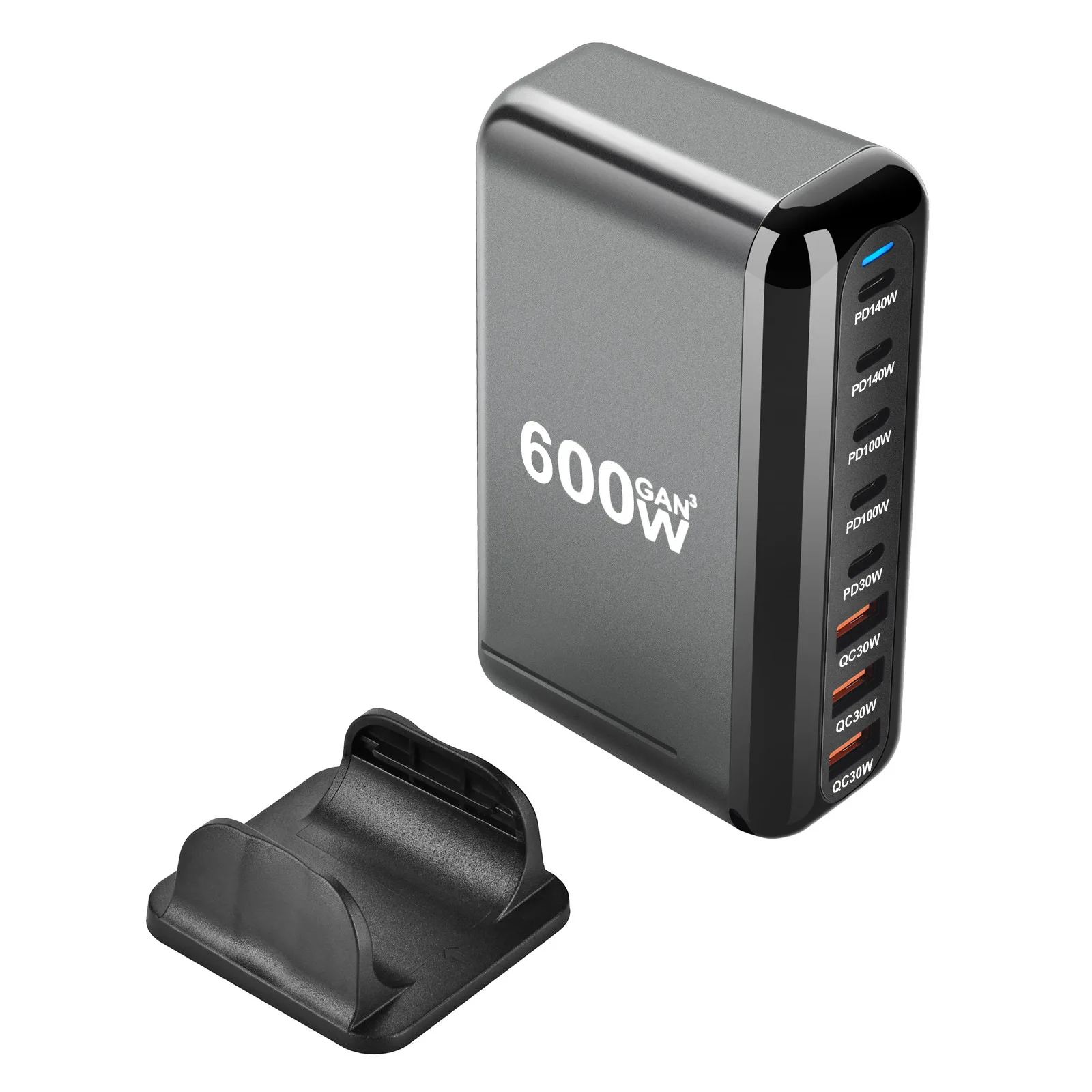 Station de Charge Rapide 8 Ports 600W GaN III – USB-C PD 140W + QC 3.0