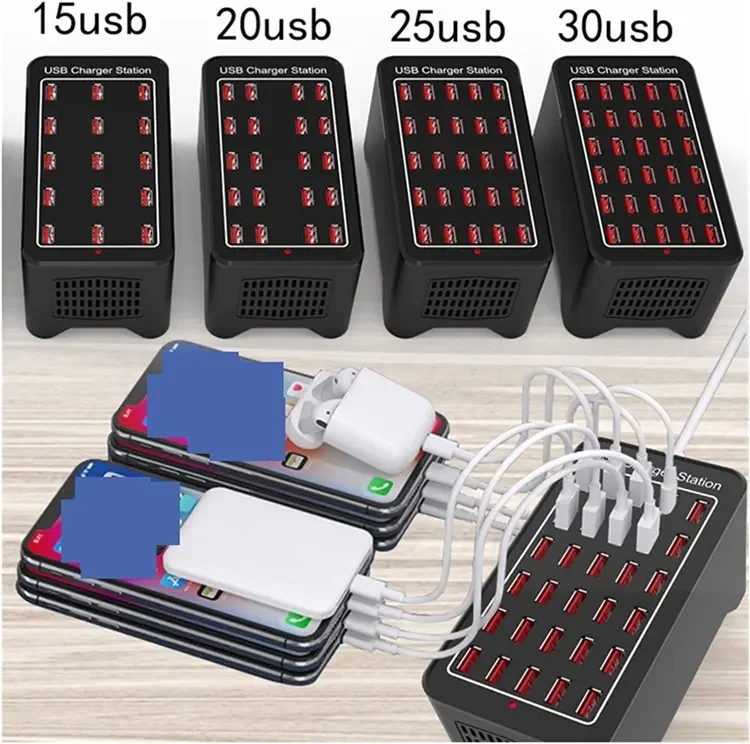 Station de Charge USB Multi-Ports 10 à 30 Ports | 40W à 150W | Chargeur Bureau Rapide