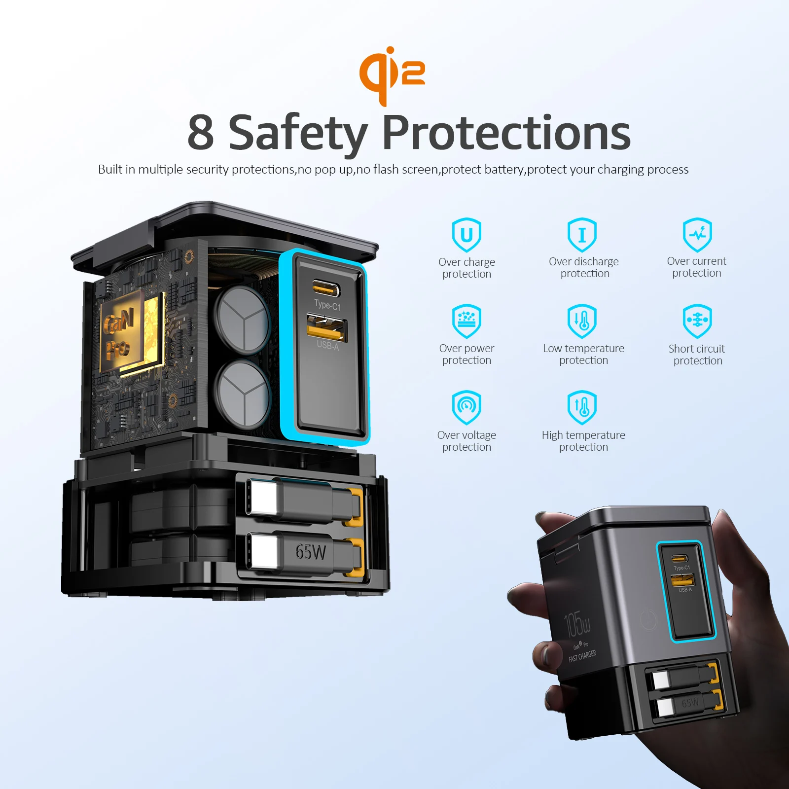 Station de Charge 7-en-1 Qi2 105W – Sans Fil + Câble Rétractable + Support | ilepo i116 MAX