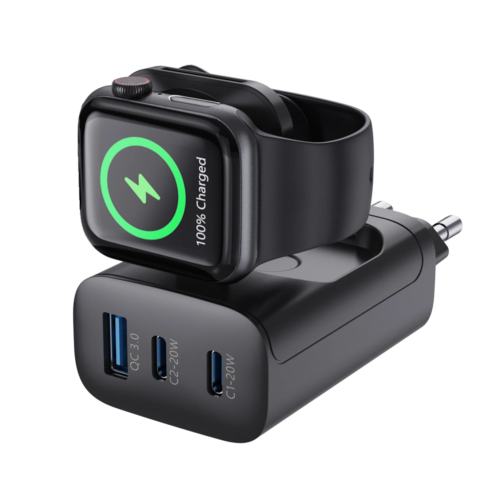 Station de Recharge 4-en-1 Apple Watch & iPhone 43W | 3 Ports USB-C & USB-A Charge Rapide