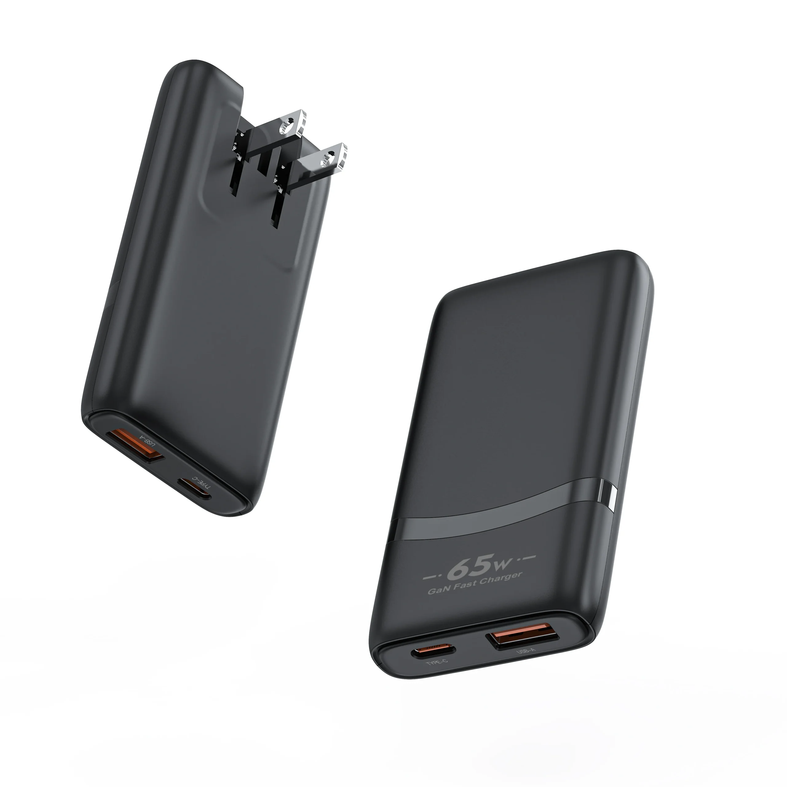 Chargeur GaN 65W Ultra-Mince USB + Type-C Charge Rapide PD3.0 QC3.0 – Compatible iPhone & Laptop