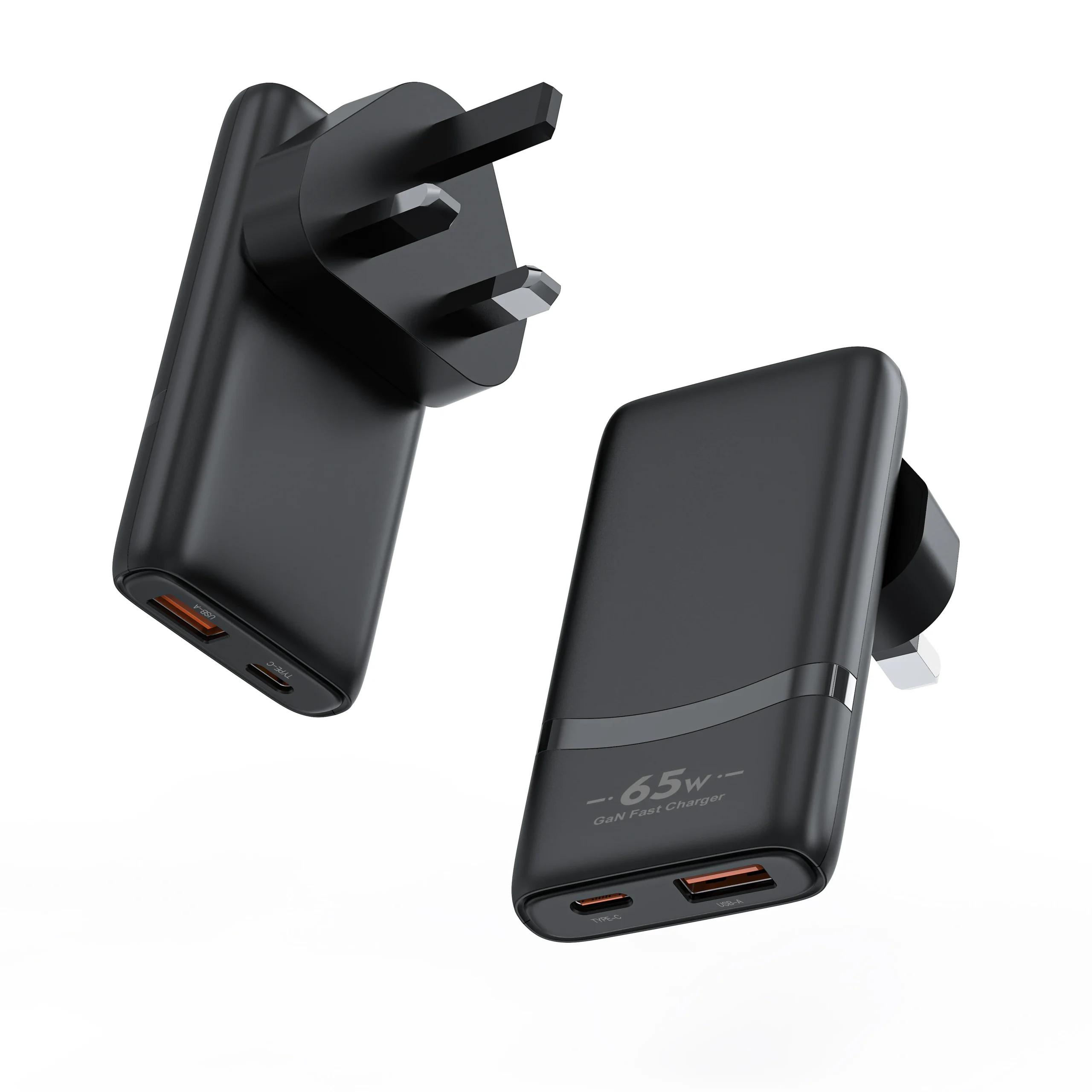 Chargeur GaN 65W Ultra-Mince USB + Type-C Charge Rapide PD3.0 QC3.0 – Compatible iPhone & Laptop
