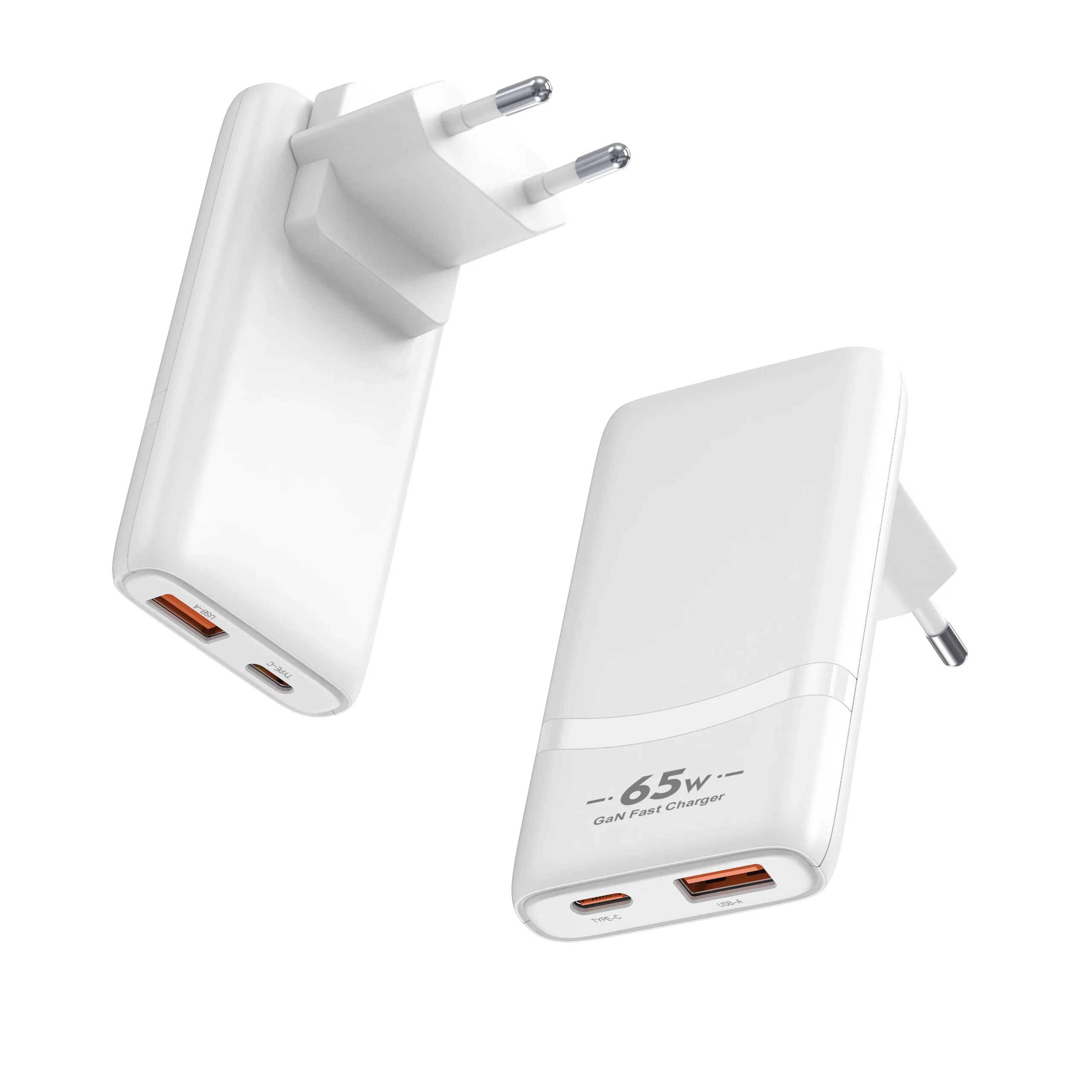 Chargeur GaN 65W Ultra-Mince USB + Type-C Charge Rapide PD3.0 QC3.0 – Compatible iPhone & Laptop