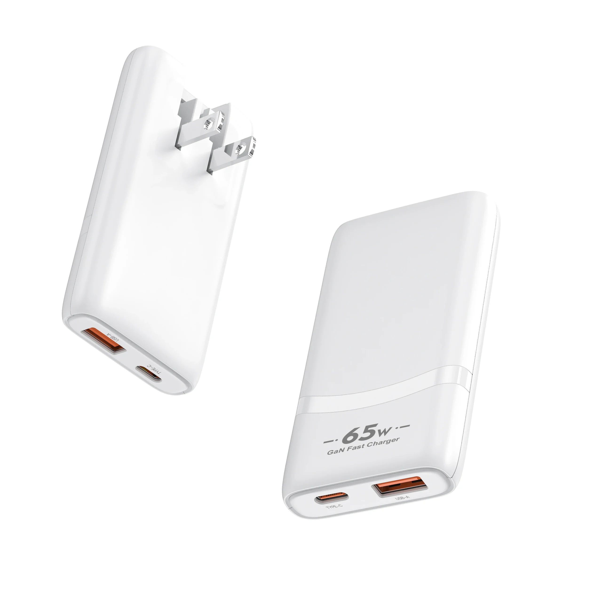 Chargeur GaN 65W Ultra-Mince USB + Type-C Charge Rapide PD3.0 QC3.0 – Compatible iPhone & Laptop