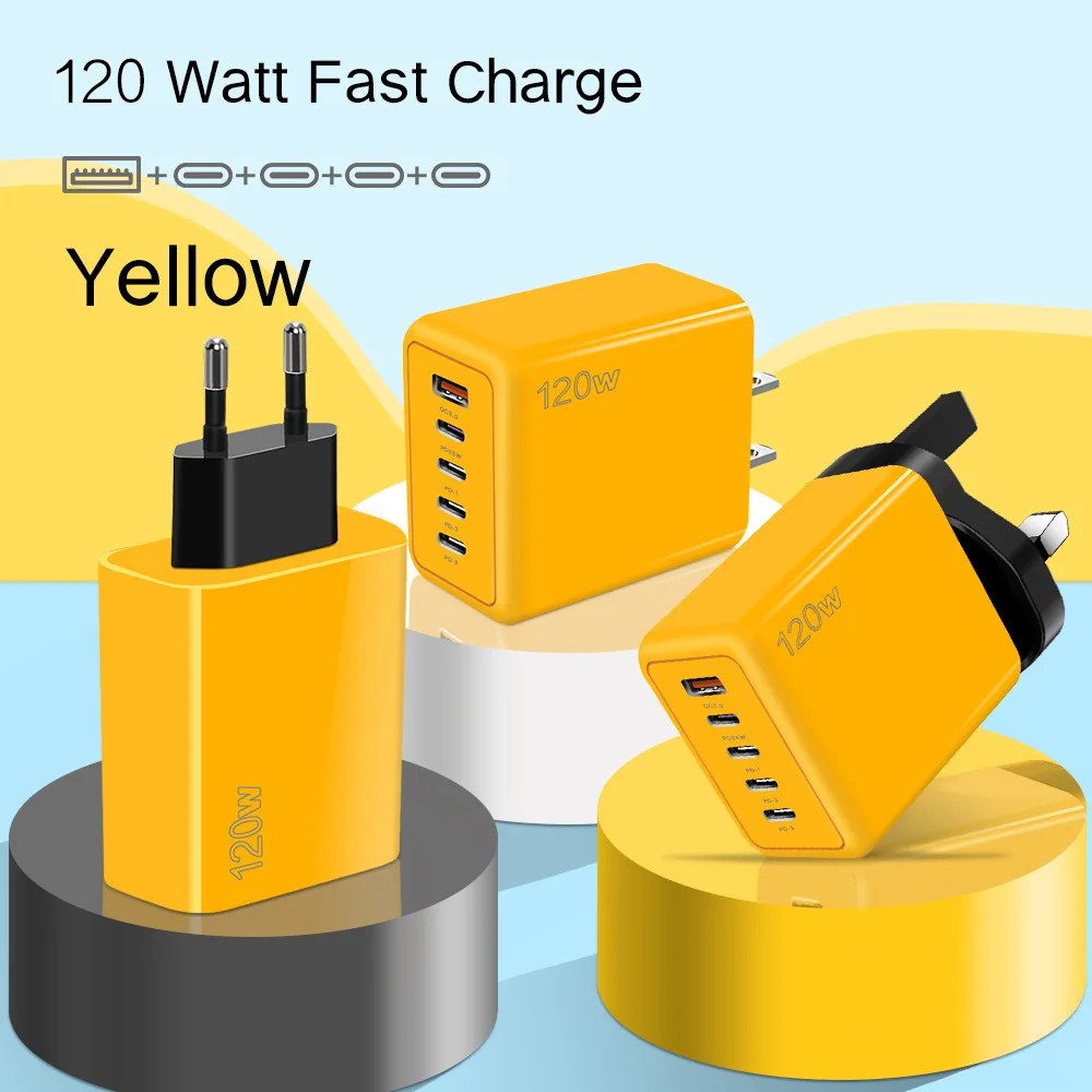 Chargeur Rapide 5 Ports USB 4C+1A PD 25W – Prises EU/US/UK – Compatible iPhone & Samsung